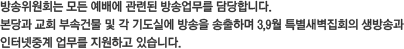 방송위원회는 모든 예배에 관련된 방송업무를 담당합니다. 본당과 교회 부속건물 및 각 기도실에 방송을 송출하며 3,9월 특별새벽집회의 생방송과 인터넷중계 업무를 지원하고 있습니다. 방송위원회는 모든 예배에 관련된 방송업무를 담당합니다. 본당과 교회 부속건물 및 각 기도실에 방송을 송출하며 3,9월 특별새벽집회의 생방송과 인터넷중계 업무를 지원하고 있습니다.
